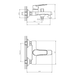 Смеситель DECOROOM DR23036 одноручный для ванны с коротким изливом
