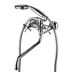 BENEFIT Смеситель универсал, с круглым изливом 35см, двуручк, поворотный переключатель, латунь/хром