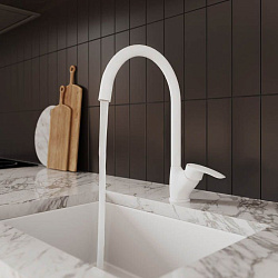 Смеситель для кухни, белый матовый, Rora, Milardo, RORWT0JM05
