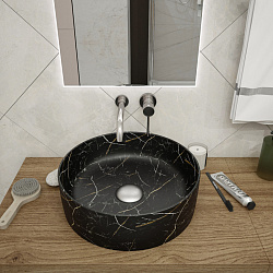 Corpa Nera Bosso/Боссо раковина  накладная D41, белый мрамор