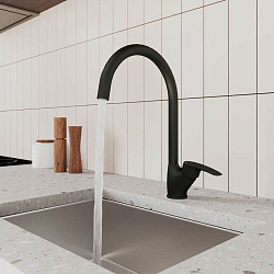 Смеситель для кухни, черный матовый, Rora, Milardo, RORBL0JM05