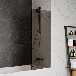 Corpa Nera Bertoni/Бертони Шторка на ванну 60х140,тонированное стекло, профиль- черный матовый