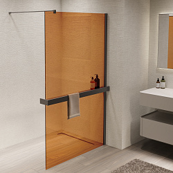 Душевая перегородка Walk-In VSW-1HR100GSGM, 1000*2000, вороненая сталь, стекло янтарь, , шт