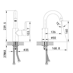 Смеситель для умывальника с поворотным изливом, Sena, IDDIS, SENSBR0i01