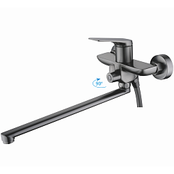 Смеситель для ванны, длинный излив, латунь, оружейная сталь HB22816-3 