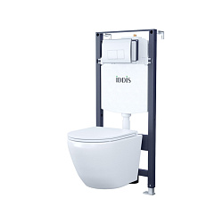 Комплект 3в1: подвесной унитаз Blanco, инсталляция и клавиша смыва, IDDIS, BASB010i73