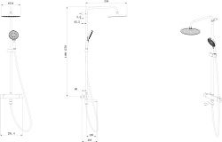 FO.302.KM.BLK.M Душевая колонна Fonte/Фонте на 3 потока с пов.изливом с термостатическим смесителем, черный матовый