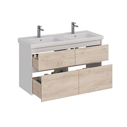 Тумба Lemark COMBI 125 см под 2 раковины, подвесная/напольная,4 ящика, цвет фасада: Дуб кантри, цвет