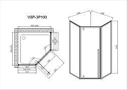 Душевой уголок Penta VSP-3P100CL, 1000*1000, хром, стекло прозрачное, , шт