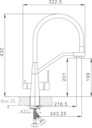 Смеситель для кухни с подключением фильтра, гибкий излив, нержавеющая сталь, белый HB76822-8