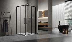 Душевой уголок Slim 8mm VSS-6SL900CLB, 900*900, черный, стекло прозрачное, , шт