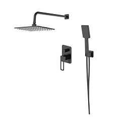 Душевая система скрытого монтажа с тропическим душем и ручным душем, черный матовый, Slide, IDDIS, S