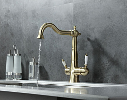 Смеситель для кухни с подключением к фильтру питьевой воды, высота излива 22 см, длина 22 см, латунь