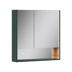 Шкаф зеркальный Gleam 80.2D, зеленый камень/дуб вотан