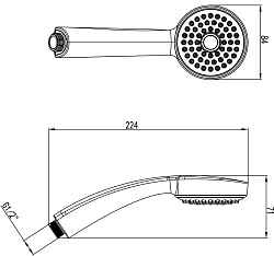 Лейка для душа, 1 режим, Ø8,4х22,4см, пластик/хром