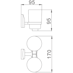 Держатель стакана , двойной, матовое стекло, хром HB1608