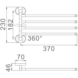 Держатель для полотенец, четверной поворотный 400 мм, хром HB1914