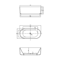 Ванна акриловая Vincea VBT-426-1700MW 1700*800*580, белый мат., щелевой перелив, слив белый, , шт
