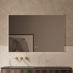 Зеркало LED VLM-4F120BG-2 1200х800 c сенсорным выключателем, антизапотевание, брашированное золото, 