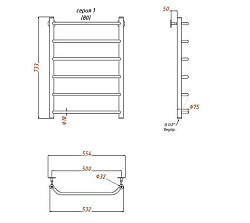 Aringa Римини полотенцесушитель водяной 50*80. хром