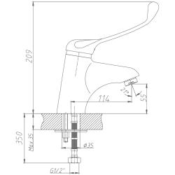 Смеситель хирургический для раковины, латунь, хром HB1054