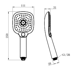 Лейка для душа, 3 режима, 11х25см, пластик/хром, блистер