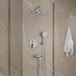 Душевая система скрытого монтажа с тропическим душем и ручным душем, глянцевый хром, Rora, Milardo,