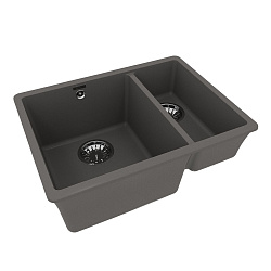 SINARA 550.2-U Мойка кухонная из кварцгранита цвет: серый шёлк комплектация: крепеж, сливная арматур