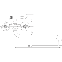 Смеситель для ванны, длинный излив, латунь, хром HB2619-2