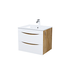 Тумба с умывальником, подвесная, 60 см, белая/золотистый дуб, Cloud, IDDIS, CLO60Y0i95K