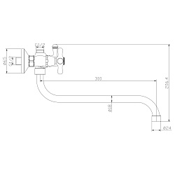 Смеситель универсальный с круглым изливом 31 см, двуручковый, поворотный переключатель, латунь/хром