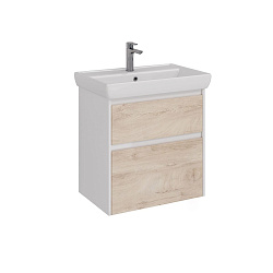 Тумба Lemark COMBI 70 см под 1 раковину, подвесная/напольная, 2 ящика, цвет фасада: Дуб кантри, цвет