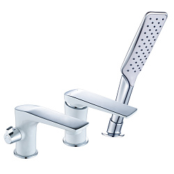 Встраиваемый смеситель на борт ванны на 3 отверстия, высота излива 8 см, длина 13 см, поворотный пер