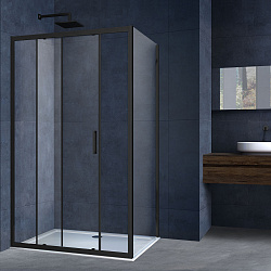 Душевой уголок Alpha VSR-3AL9011CLB, 1100*900, черный, стекло прозрачное, , шт