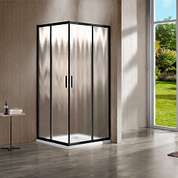 Душевой уголок Garda VSS-1G900CHB, 900*900, черный матовый, стекло шиншилла , , шт