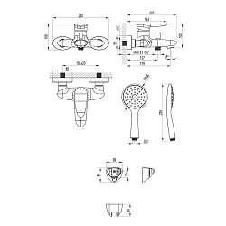 ВЫВОД Смеситель для ванны с коротким изливом, вытяжной переключатель с ручной фиксацией, латунь/хром