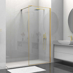 Душевая перегородка Walk-In VSW-1HS900CLG, 900*2000, брашированное золото, стекло прозрачное, , шт