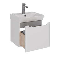 Тумба Lemark BUNO MINI 45 см под 1 раковину, подвесная, 1 ящик, цвет планки: Серый, цвет корпуса, фа