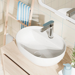 Раковина накладная Pragma Nanta, с отверстием под смеситель, белая глянцевая, NAN1.GWFL.024