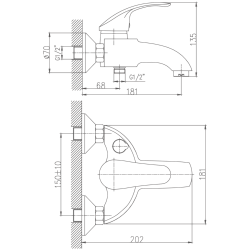 Смеситель для ванны, латунь, хром HB3221