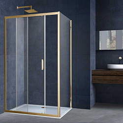 Душевой уголок Alpha VSR-3AL9014CLG, 1400*900, брашированное золото, стекло прозрачное, , шт