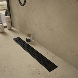 Corpa Nera Grossi/Гросси душевой трап 50 см с гидрозатвором, решетка из нержавеющей стали, черный