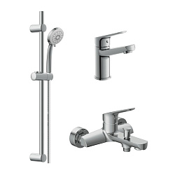 Вывод Комплект для ванной 3 в 1: смеситель для раковины и ванны FLAVIS и душевой гарнитур VIBE