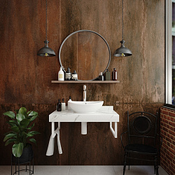 Corpa Nera Grossi/Гросси столешница 80 под раковину керамогранит, белый мрамор