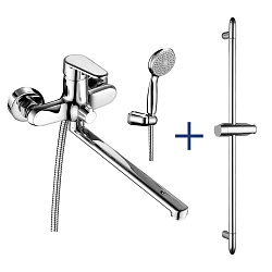 POINT Набор для ванной комнаты "2 в 1" (универсальный + душ. гарнитур), хром