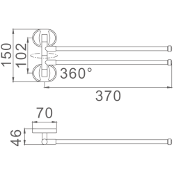Держатель для полотенец, двойной, поворотный 400 мм, хром HB1912