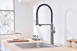 Смеситель для кухни Vincea VKF-119GM, вороненая сталь, , шт