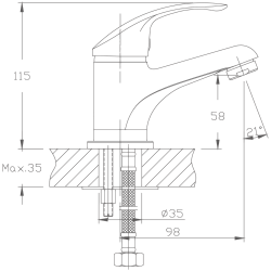 Смеситель для раковины, латунь, хром HB1036