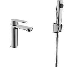 Смеситель для раковины с гигиенической лейкой, Хром B12713