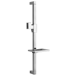 Штанга душевая с прямоугольной мыльницей, высота 62,5см, нерж. сталь/хром, блистер